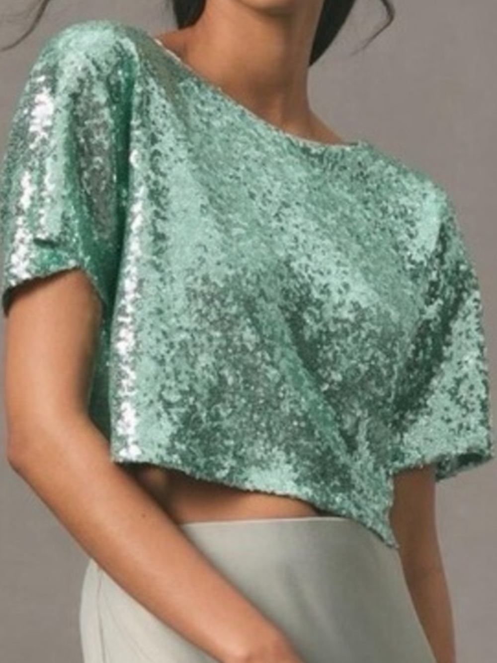 By Anthropologie Sequin Boxy Top XL